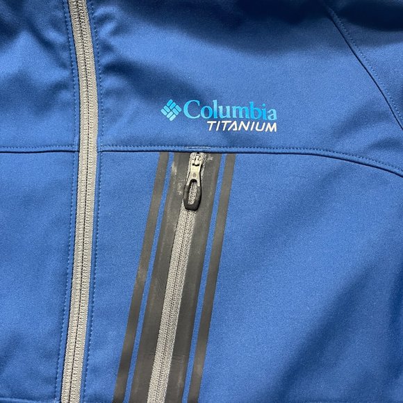 Columbia Jacket Mens Large Blue Titanium Omni Shield Full Zip Soft Shell Polyest - Picture 10 of 14